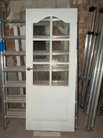 Houten binnendeur (stomp) met glas en deurkruk, Ophalen, 80 tot 100 cm, Binnendeur, 200 tot 215 cm