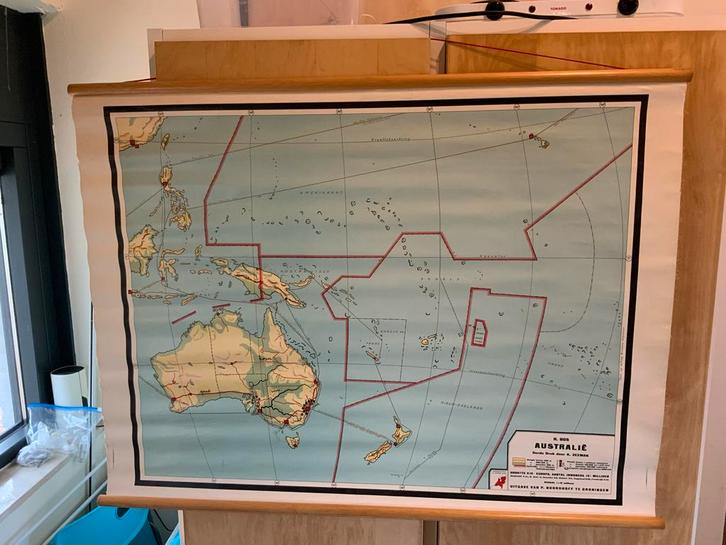 Originele Wandkaart Australië - Uitstekend!, Antiek en Kunst, Antiek | Schoolplaten, Aardrijkskunde, Ophalen of Verzenden
