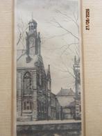 Jan SIRKS, Mooie ets Academie van Leiden, in lijstje, Antiek en Kunst, Kunst | Etsen en Gravures, Ophalen of Verzenden