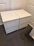 Nachtkastjes ikea Malm hoogglans wit, Ophalen, Kunststof, Gebruikt, 50 tot 100 cm
