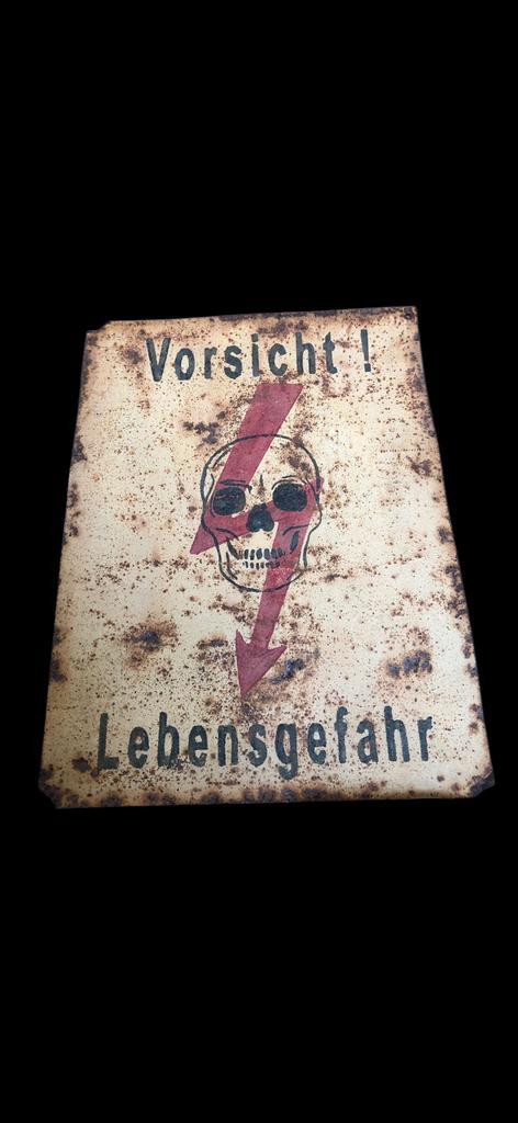 Duits ww2 metalen bord ‘ vorsicht lebensgefahr’, Verzamelen, Militaria | Tweede Wereldoorlog, Duitsland, Ophalen of Verzenden