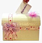 Schitterende crème kleurige enveloppendoos., Hobby en Vrije tijd, Feestartikelen, Ophalen of Verzenden, Nieuw, Feestartikel, Geboorte of Huwelijk