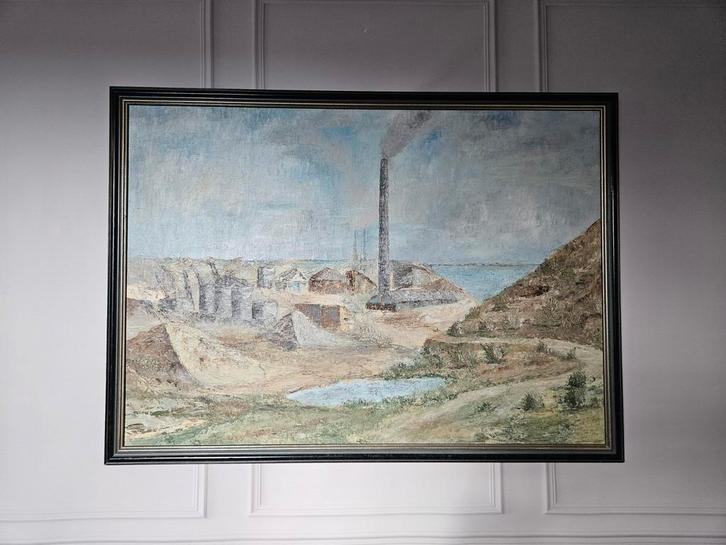 Schilderij Fabriek - 46x63 cm, Antiek en Kunst, Kunst | Schilderijen | Klassiek, Ophalen of Verzenden