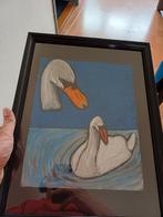 2 zwanen pastel tekening, Antiek en Kunst, Ophalen of Verzenden