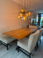 Eetkamerset met bankje en stoelen, Ophalen, 50 tot 100 cm, Zo goed als nieuw, 150 tot 200 cm