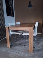 Eettafel 160x90 + 4 witte stoelen, Ophalen, 50 tot 100 cm, Zo goed als nieuw, 150 tot 200 cm