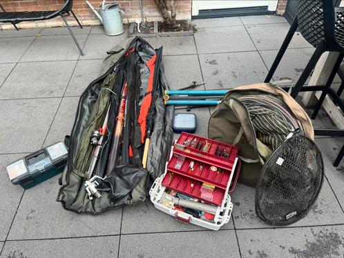 Complete hengelset met 5 hengels, Watersport en Boten, Hengelsport | Witvissen, Gebruikt, Complete set, Ophalen