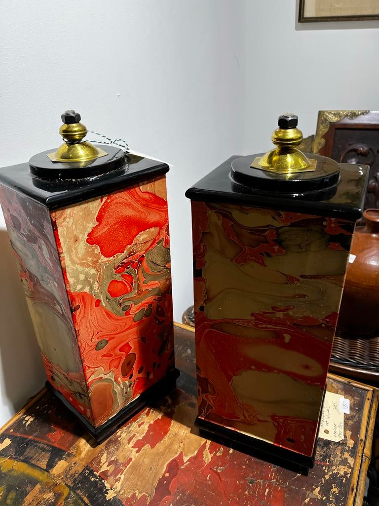 Vintage Oosterse Lampvoeten lampen chinees Gemarmerd, Antiek en Kunst, Ophalen of Verzenden