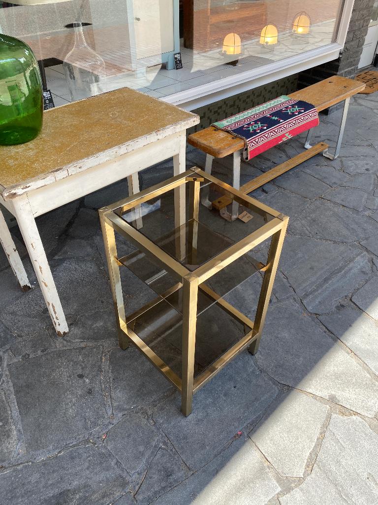 SALE: Hollywood bijzettafel, vintage etagère rookglas, Ophalen
