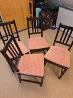 Ikea stoelen 4x stuks zwart / donker bruin met roze kussen, Huis en Inrichting, Stoelen, Ophalen, Zwart, Zo goed als nieuw, Vier