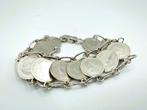 Zilveren dubbeltjes armband, Wilhelmina, 18 cm, Sieraden, Tassen en Uiterlijk, Antieke sieraden, Verzenden, Zilver, Armband