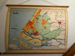 Vintage Schoolkaart Zuid-Holland - Aardrijkskunde Decoratie, Antiek en Kunst, Antiek | Schoolplaten, Ophalen, Aardrijkskunde