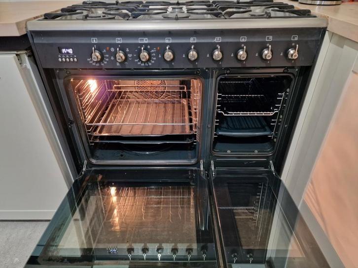 Vrijstaande oven met 6 gaspitten, Witgoed en Apparatuur, Ovens, Gebruikt, Vrijstaand, Oven met grill, 60 cm of meer, 60 cm of meer