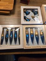 Grote set vintage glas kerstballen blauw/goud zon maan, Diversen, Ophalen of Verzenden