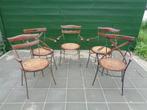 5 Bistro Stoel Stoelen Vintage Set Hout Metaal Riet GRATIS, Ophalen, Gebruikt, Bruin, Vijf, Zes of meer stoelen