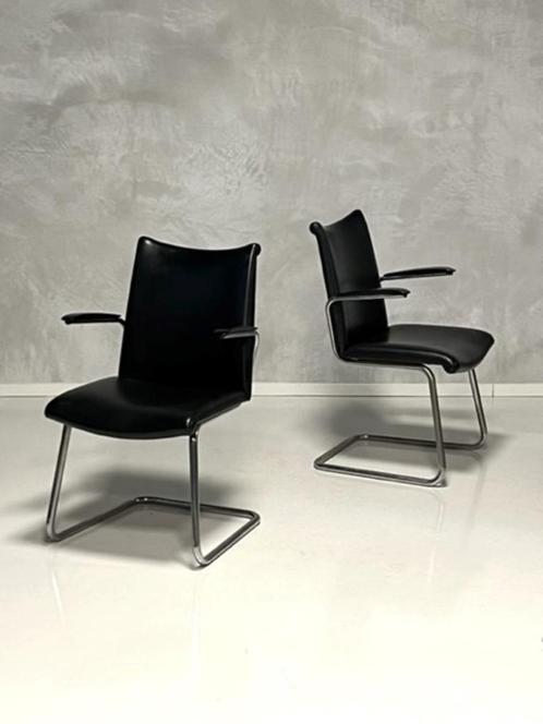 Gebr de Wit 3014 eetkamerstoelen 3x eettafelstoelen prijs ps, Huis en Inrichting, Stoelen, Gebruikt, Drie, Leer, Metaal, Overige materialen