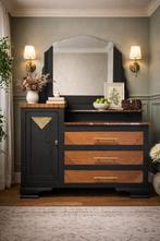 Vintage waskast met spiegel & marmeren blad, Huis en Inrichting, Kasten | Dressoirs, Ophalen, Zo goed als nieuw, 25 tot 50 cm