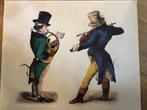 litho muzikanten, 1890, Antiek en Kunst, Kunst | Litho's en Zeefdrukken, Verzenden