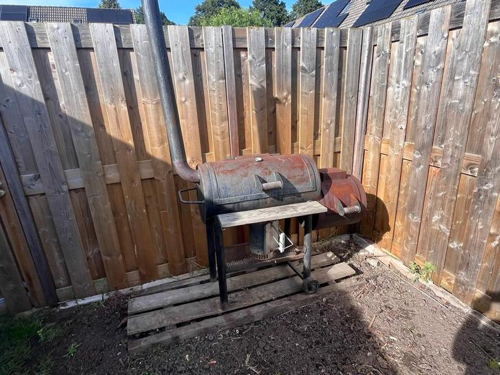 Oklahoma Smoker BBQ – 5 mm Staal, 150 cm, Tuin en Terras, Houtskoolbarbecues, Gebruikt, Ophalen