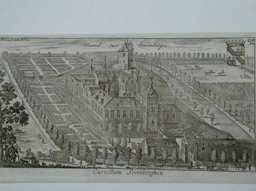 Ets prent Castellum Sevenberghen Zevenbergen te Ranst.  Cas, Antiek en Kunst, Kunst | Etsen en Gravures, Ophalen of Verzenden