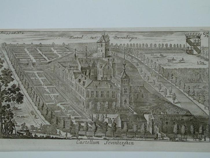 Ets prent Castellum Sevenberghen Zevenbergen te Ranst.  Cas, Antiek en Kunst, Kunst | Etsen en Gravures, Ophalen of Verzenden