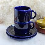 Huizen Holland Utrecht kobaltblauw kop en schotel 2 stuks, Huis en Inrichting, Keuken | Servies, Keramiek, Ophalen of Verzenden
