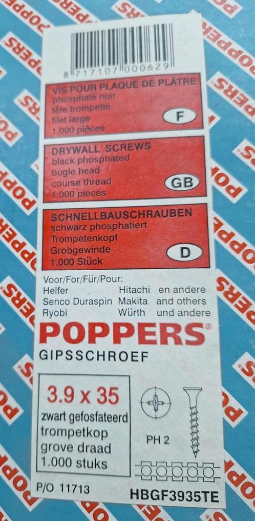 Poppers Gipsschroef Makita Hitachi 750 stuks op band., Doe-het-zelf en Verbouw, Overige Doe-het-zelf en Verbouw, Nieuw, Ophalen of Verzenden