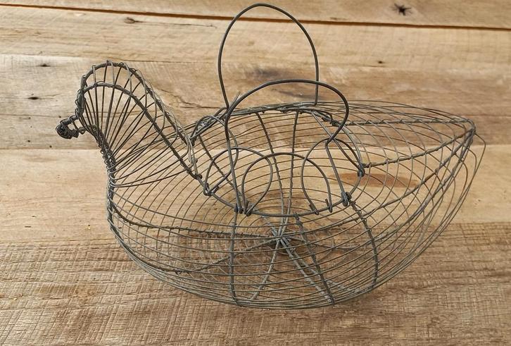 Vintage brocante Draadmand Kip Vorm, Antiek en Kunst, Curiosa en Brocante, Ophalen of Verzenden