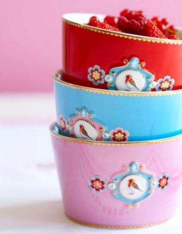 Pip servies blauwe kommen roodborstje Love Birds/ Lovebird beschikbaar voor biedingen