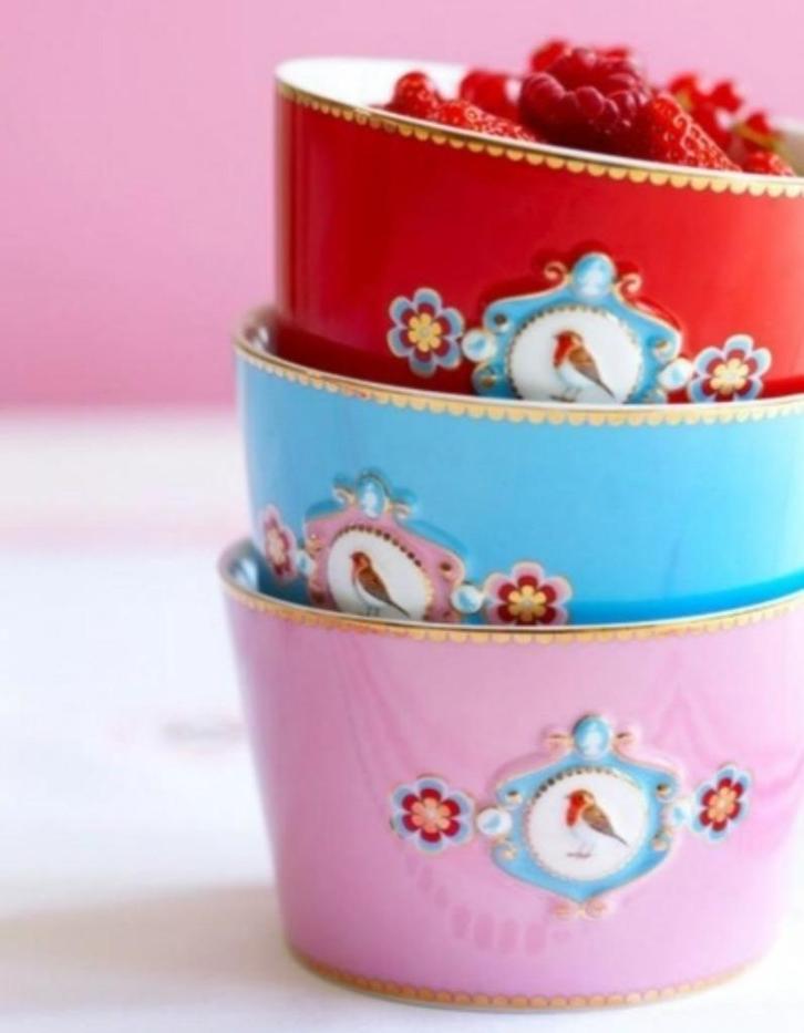Pip servies blauwe kommen roodborstje Love Birds/ Lovebird, Huis en Inrichting, Keuken | Servies, Nieuw, Kom(men), Overige stijlen