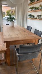 Teakhouten Eettafel 220x90 - Robuust en Stijlvol, Huis en Inrichting, Tafels | Eettafels, Ophalen, Gebruikt, Teakhout, 200 cm of meer