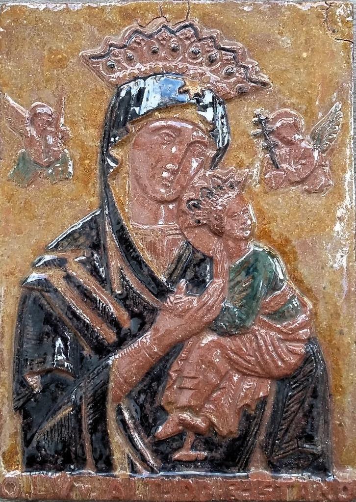 Om 1940 De Olde Kruyk Milsbeek Maria Madonna Wand Tegel, Antiek en Kunst, Antiek | Religie, Ophalen of Verzenden