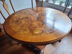 ronde notenhouten eettafel met 4 stoelen, Ophalen, Gebruikt, 50 tot 100 cm, 100 tot 150 cm