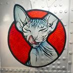 glas in lood sphynx kat / naaktkat glaskunst, Antiek en Kunst, Ophalen of Verzenden