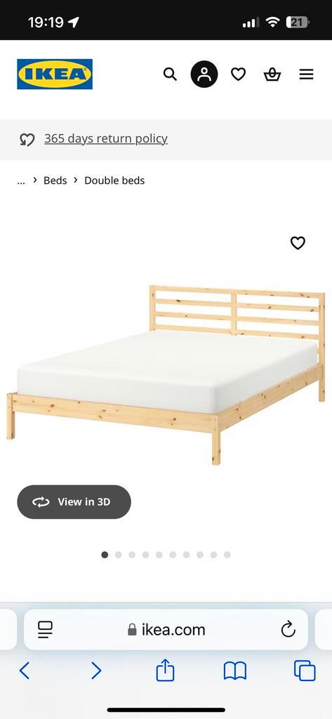 Wooden bed with quality mattress - 140x200, Huis en Inrichting, Slaapkamer | Bedden, Tweepersoons, 140 cm, 200 cm, Hout, Wit, Ophalen
