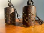 Set van 2 vintage hanglampen - Brutalisme, Gebruikt, Ophalen of Verzenden, Glas, Vintage, jaren 70, 70s, Brutalisme