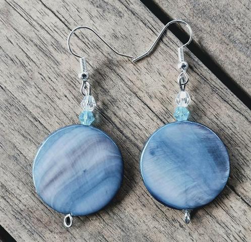 DB04 Oorbellen parelmoer met boheems kristal 35x25mm, Sieraden, Tassen en Uiterlijk, Oorbellen, Nieuw, Hangers, Overige materialen