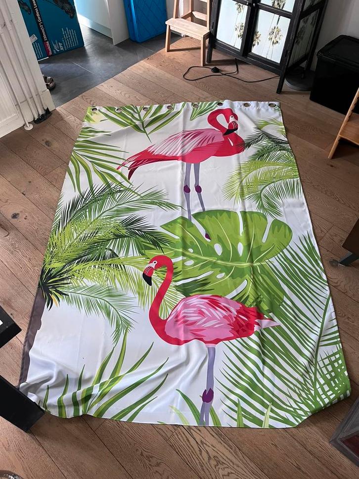 Flamingo kinderkamer gordijnen voor een roede 2x 150X230, Huis en Inrichting, Stoffering | Gordijnen en Lamellen, Zo goed als nieuw