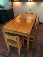 Eetkamer set (met 6 stoelen en bijzettafeltje), Ophalen, Gebruikt, 100 tot 150 cm, Vintage