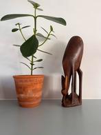 Houten hert beeld vintage groot, Ophalen, Gebruikt