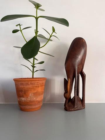 Houten hert beeld vintage groot beschikbaar voor biedingen