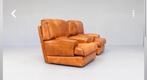 Roche Bobois Leren Fauteuils - Cognac - Set van 2, Ophalen, Zo goed als nieuw, 75 tot 100 cm, Retro klassiek