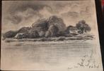 Tekening Pieter de Regt "Aan de Waal", Antiek en Kunst, Ophalen