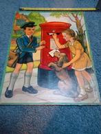 Vintage Plaat Postbode Brievenbus Post Envelop Kind Spel, Ophalen of Verzenden