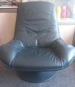 Fauteuil zwart/leer draaibaar, Ophalen, Zo goed als nieuw, Leer