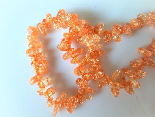 Bergkristal crackle kraal side drill oranje bruin circa 7-9, Hobby en Vrije tijd, Kralen en Sieraden maken, Nieuw, Kraal, Ophalen