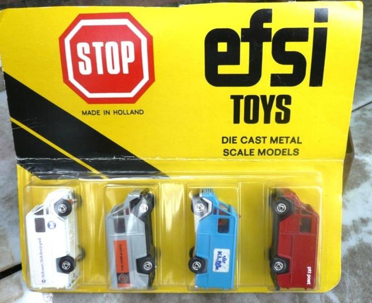 Efsi blisterverpakking met 4 Commer bestelbussen. 1/70., Antiek en Kunst, Antiek | Speelgoed, Ophalen of Verzenden