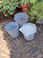 3 zinken emmers, Tuin en Terras, Bloembakken en Plantenbakken, Minder dan 30 cm, Minder dan 60 cm, Rond, Ophalen of Verzenden