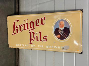 Emaille reclamebord plaat van krüger pils beschikbaar voor biedingen