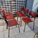 Set van 6 comfortabele Gispen TH Delft Stoelen, Ophalen, Gebruikt, Bruin, Vintage